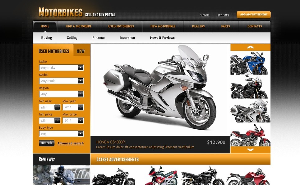 Bike Shop site Template 33069