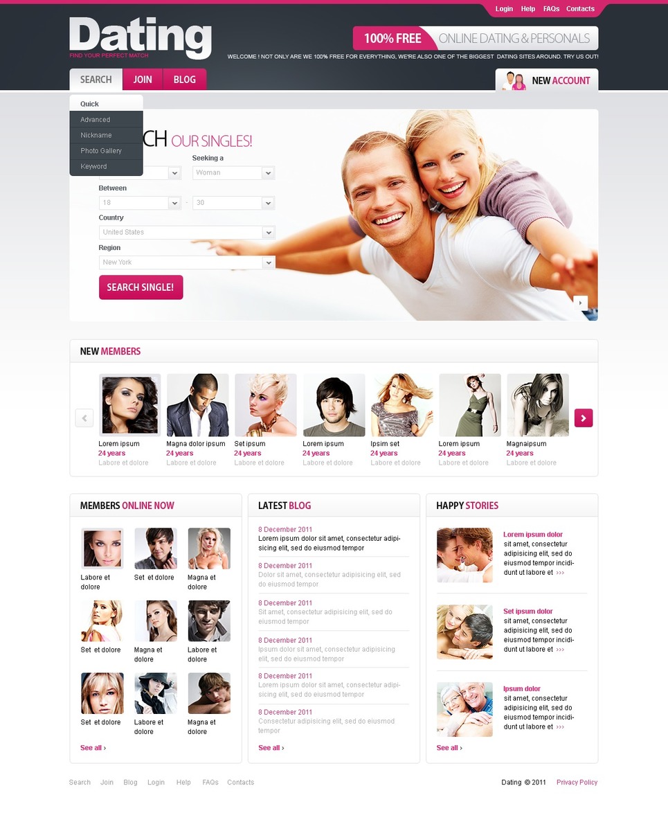 full dating site template