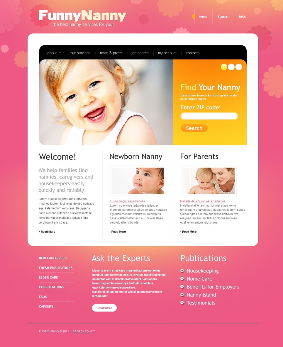 Babysitter Website Template 35586