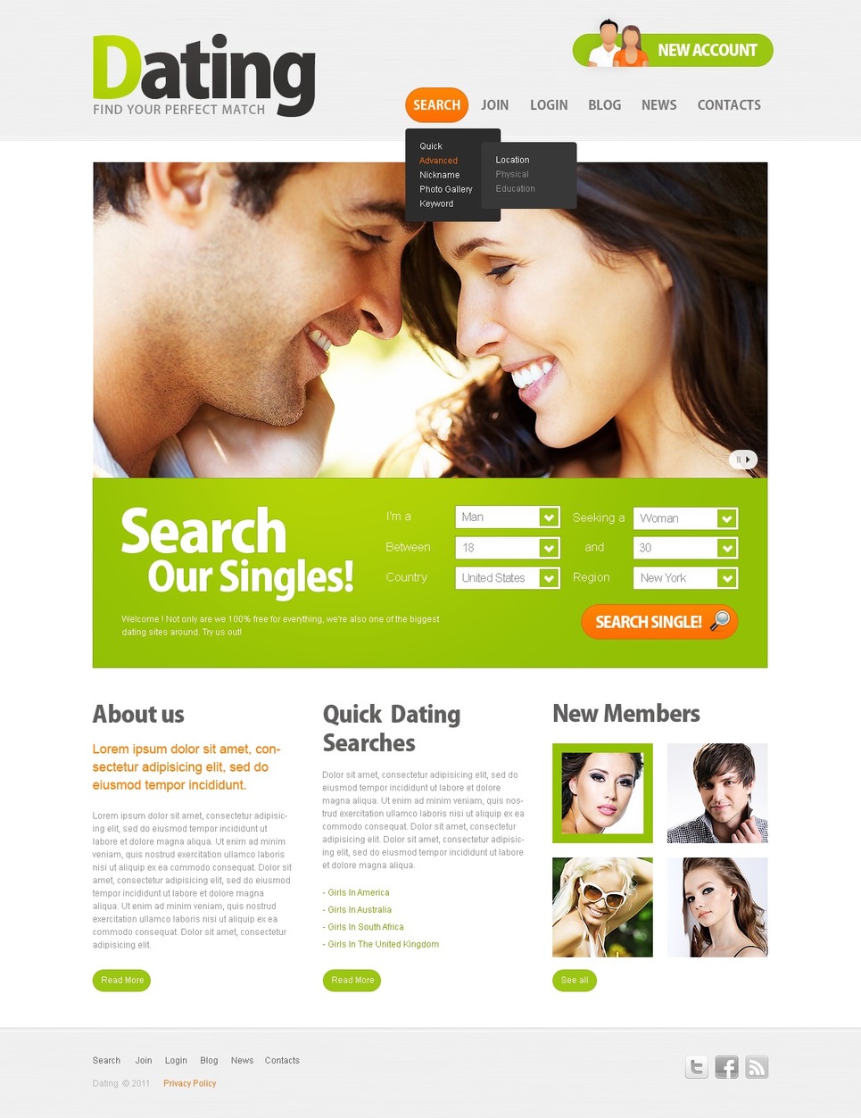 full dating site template