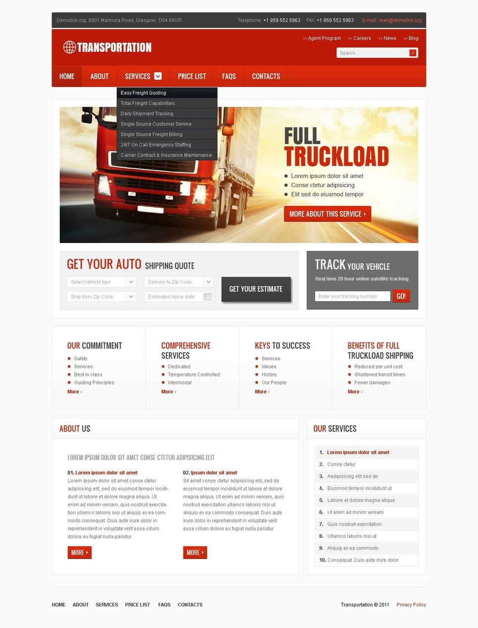 Trucking Website Template #36403