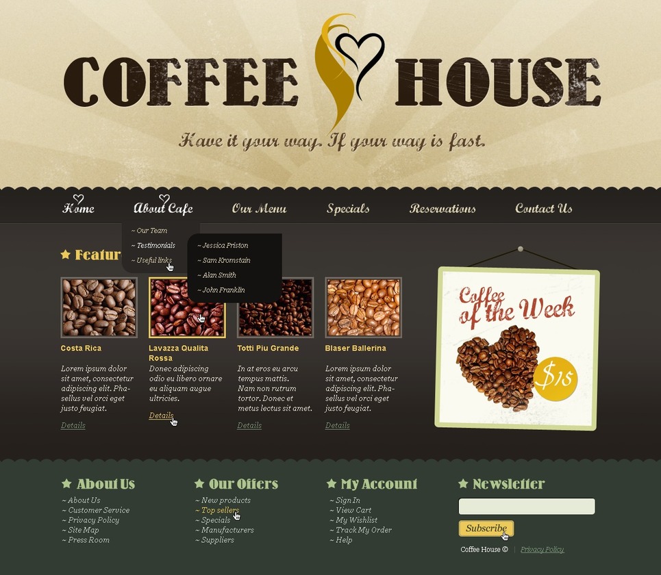 Free Coffee Website Templates Free Templates Printable