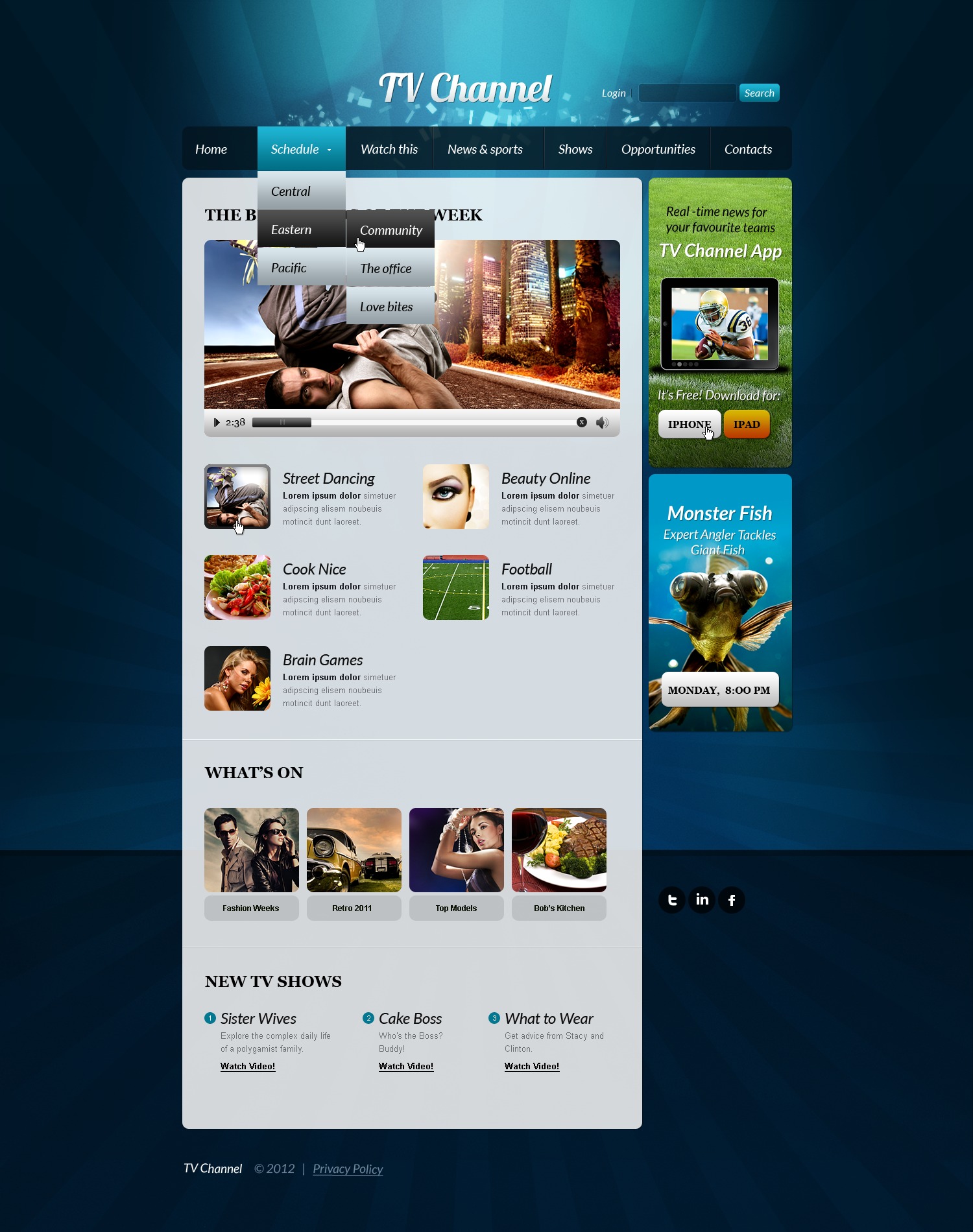 TV Channel site Template 37986
