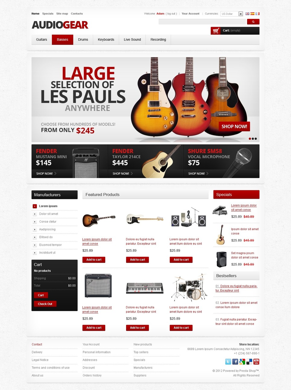 Musical Website Templates musical instruments equipment prestashop theme web Musical Website Templates musical instruments equipment prestashop theme web