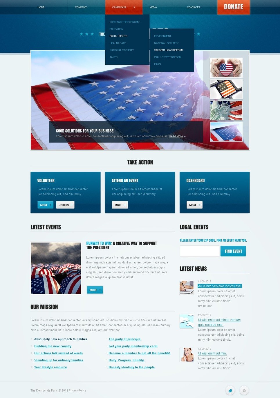 Political Party Website Template 39359