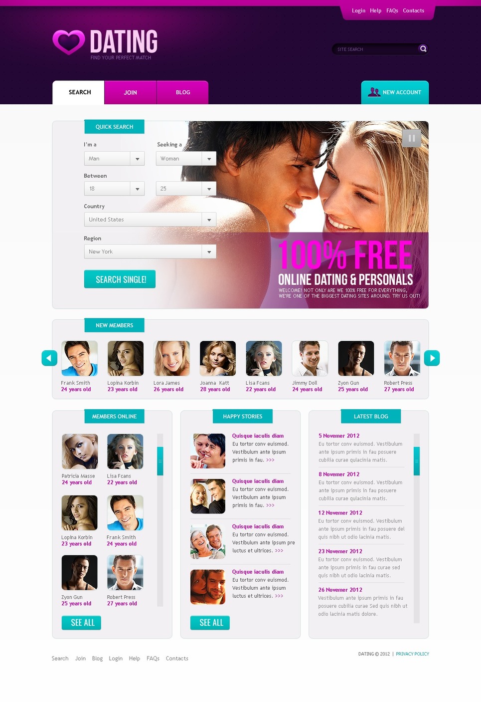 dating website template download