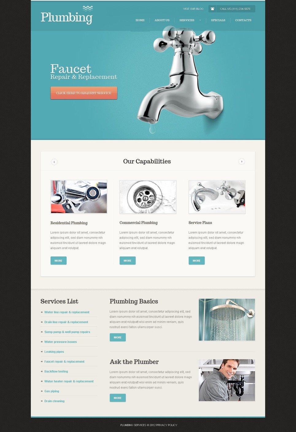 Plumbing Website Template 39612