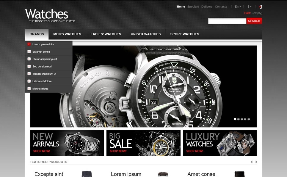 Wrist Watch Store PrestaShop Theme #42977