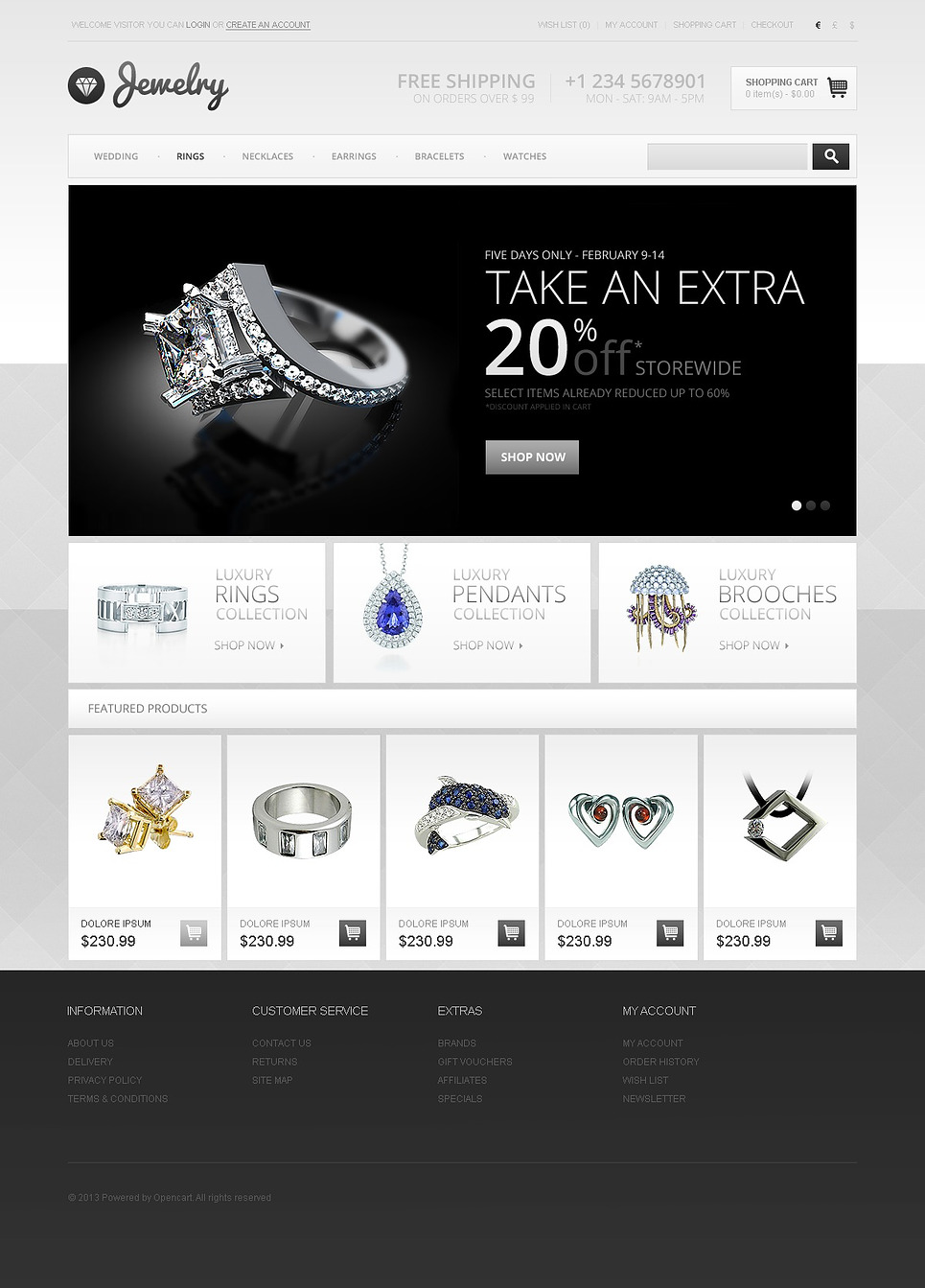 Jewelry Store Opencart Template Web Design Templates Website Templates Download Jewelry Jewelry Store Website Template