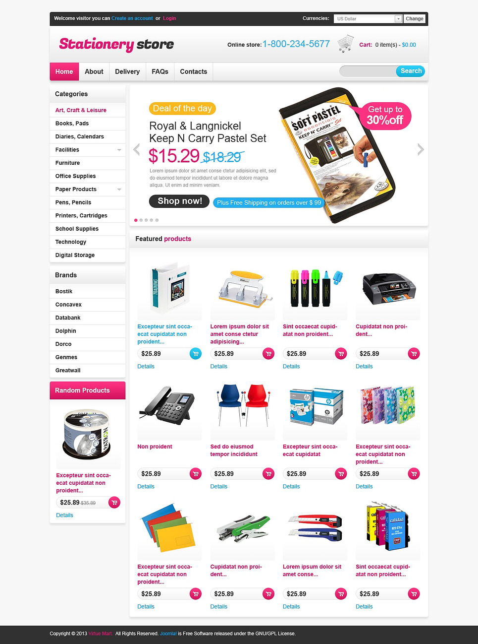 Stationery Store VirtueMart Template Web Design Templates, Website