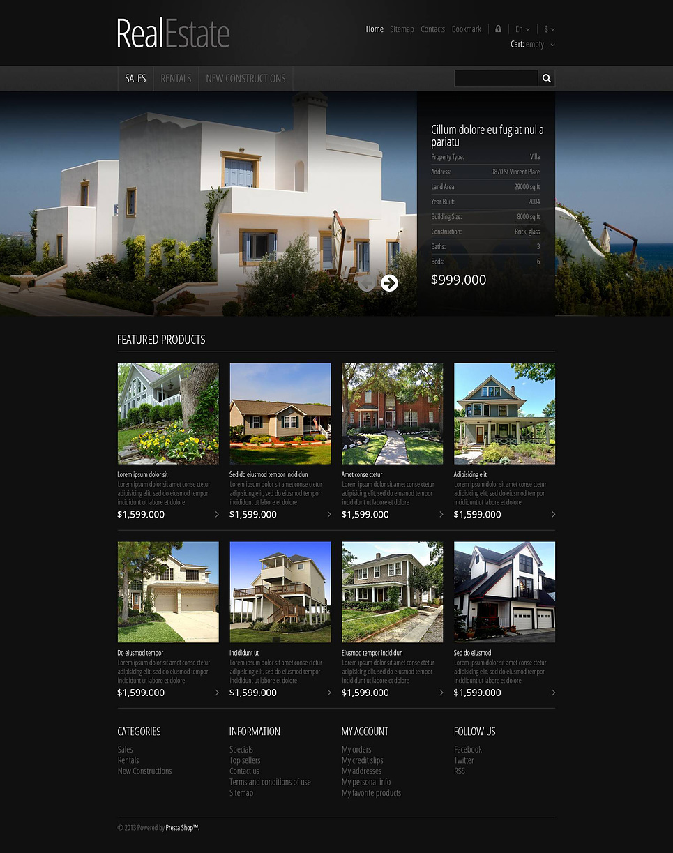 Responsive Real Estate Store PrestaShop Theme