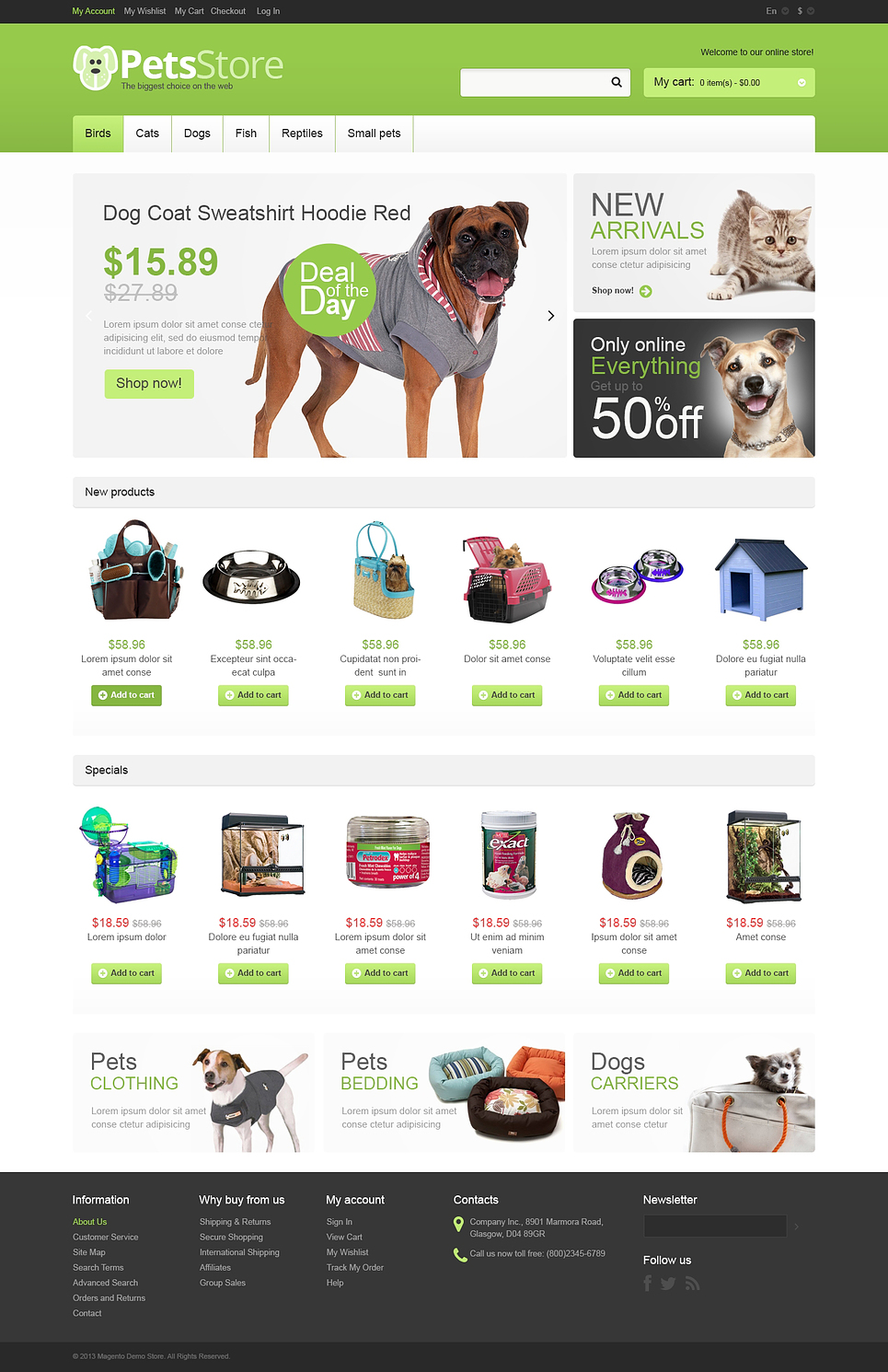 Responsive Pets Store Magento Theme