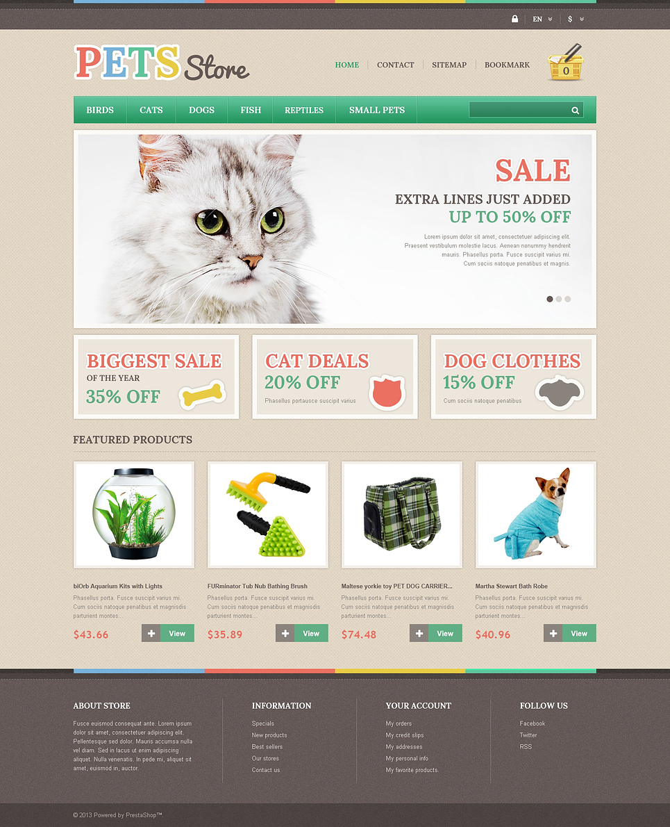 Responsive Pets Store Theme 46625