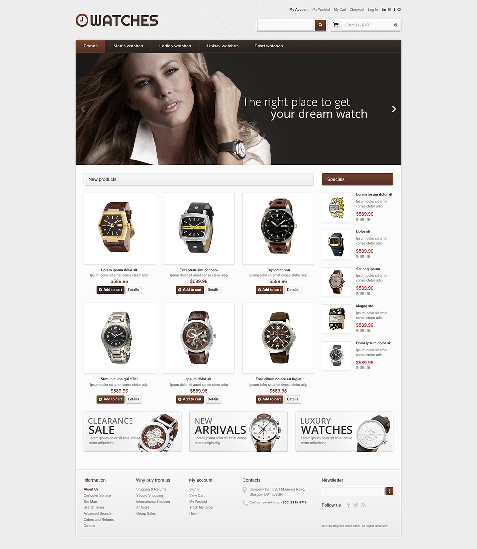 Responsive Watches Store Magento Theme