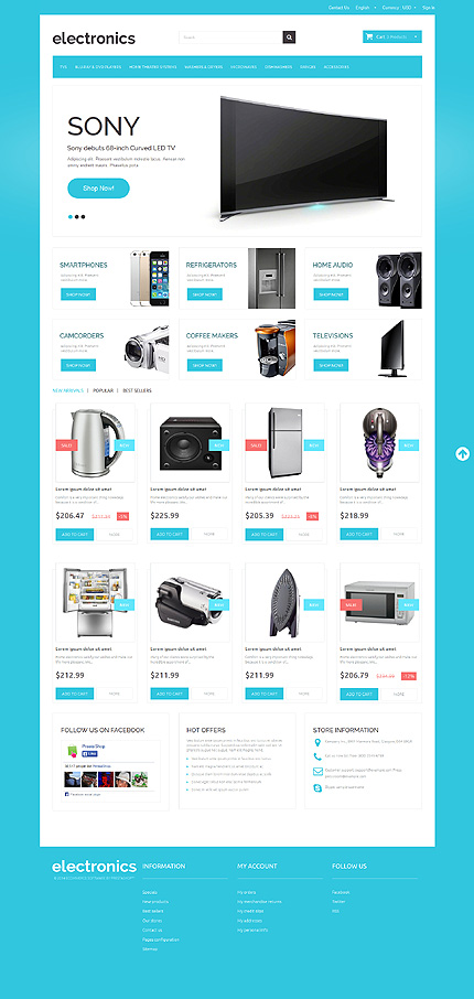 PrestaShop Main Page Screenshot