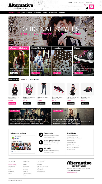 PrestaShop Main Page Screenshot