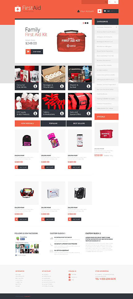 PrestaShop Main Page Screenshot