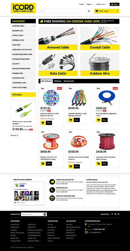 PrestaShop Main Page Screenshot