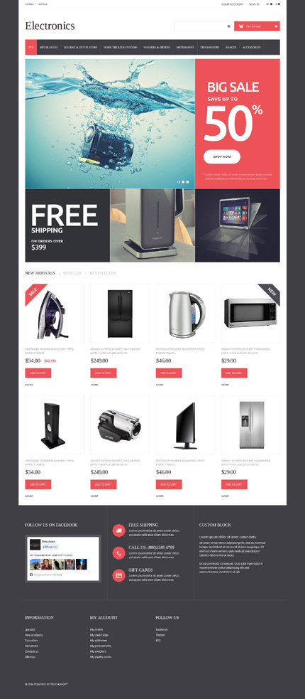 PrestaShop Main Page Screenshot