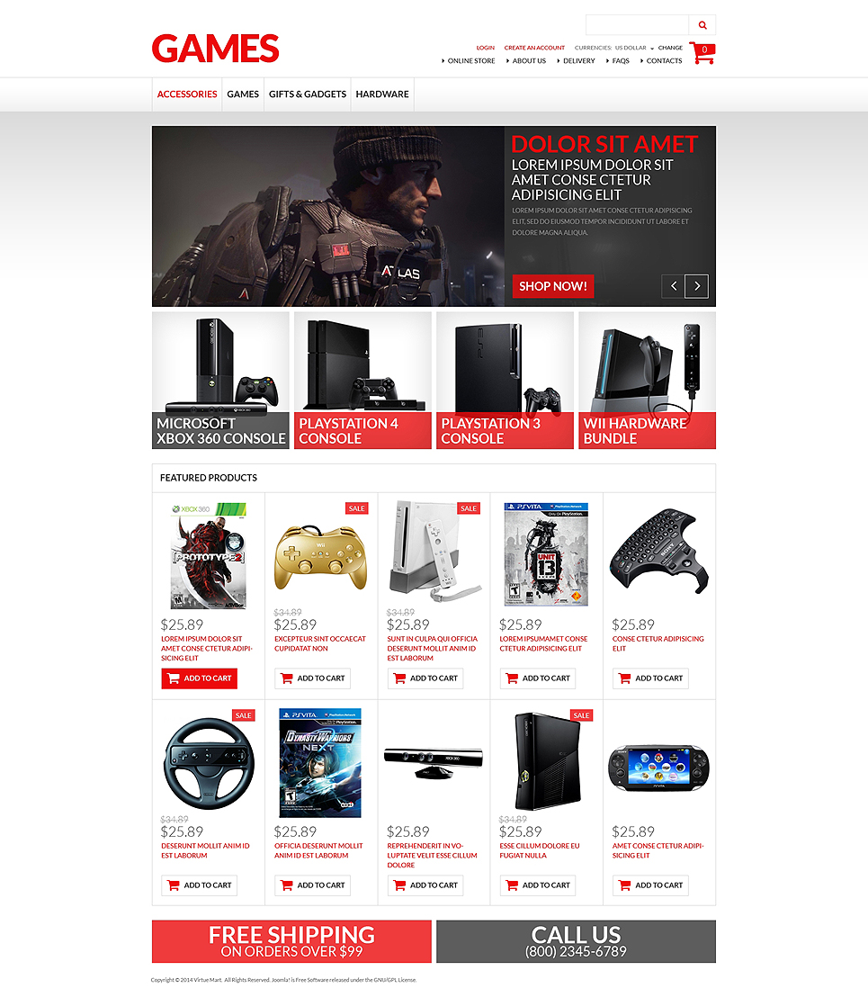 Games VirtueMart Template