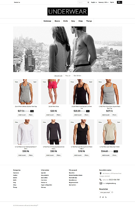 PrestaShop Main Page Screenshot