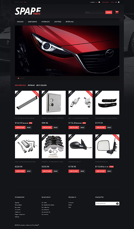 PrestaShop Main Page Screenshot