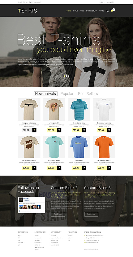 PrestaShop Main Page Screenshot