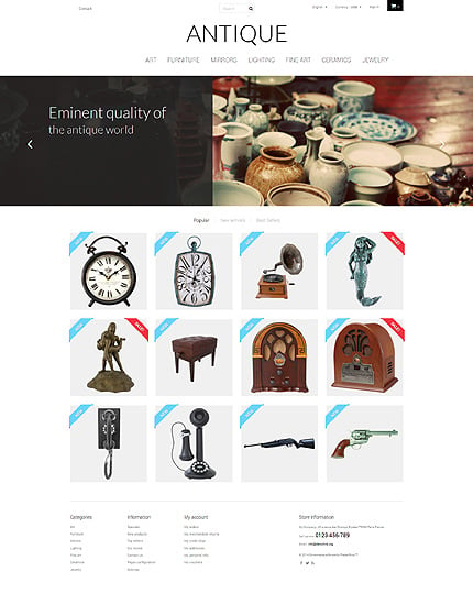 PrestaShop Main Page Screenshot