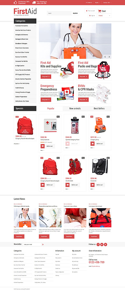 PrestaShop Main Page Screenshot