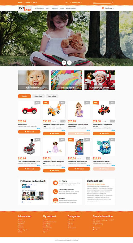 PrestaShop Main Page Screenshot