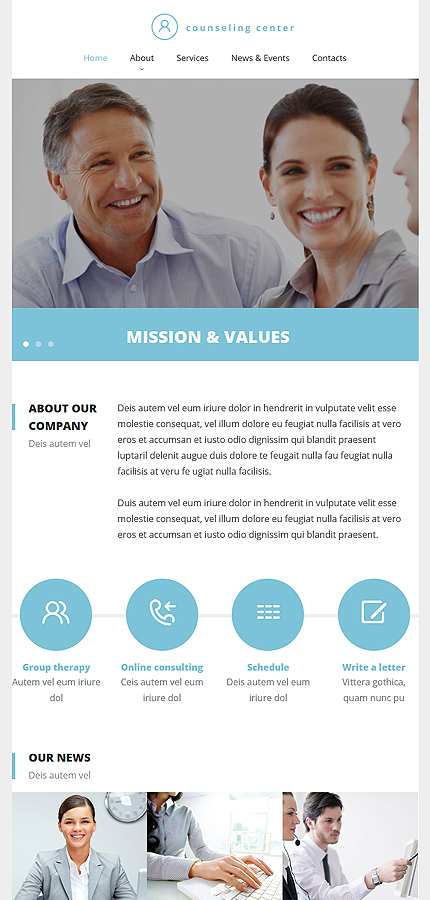 Counseling Responsive Website Template Tablet Layout