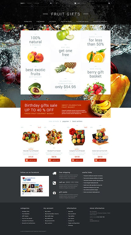 PrestaShop Main Page Screenshot