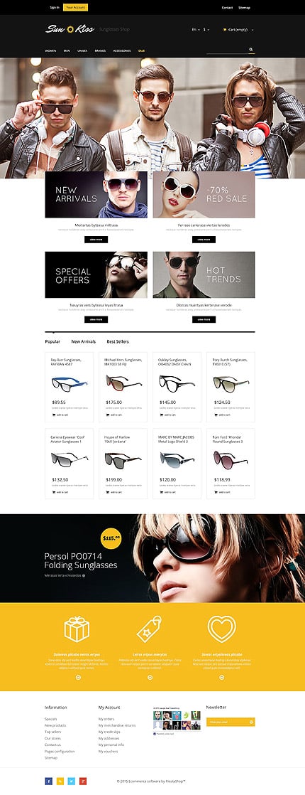 PrestaShop Main Page Screenshot