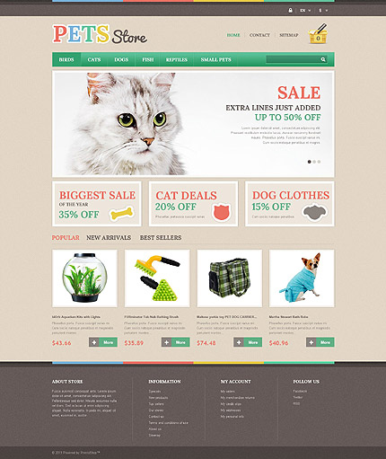 PrestaShop Main Page Screenshot