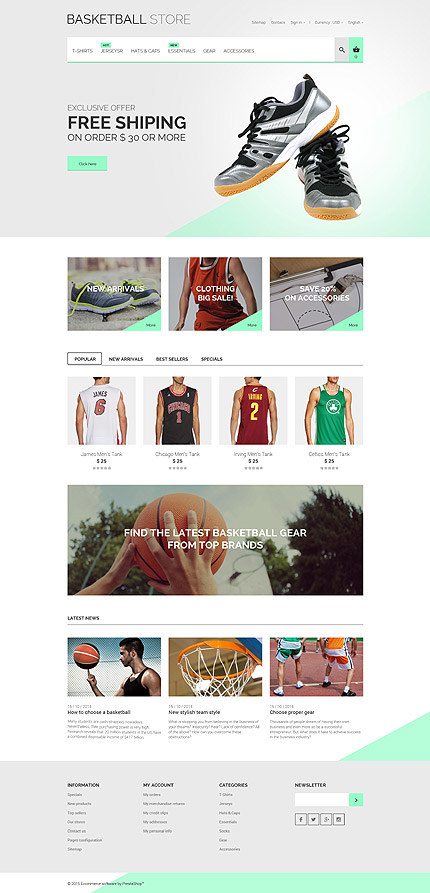 PrestaShop Main Page Screenshot