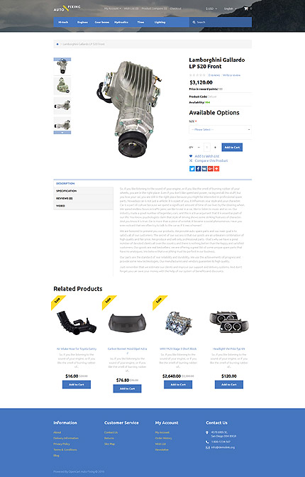 OpenCart Product Page