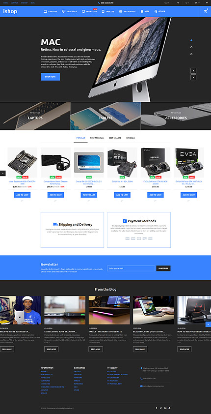 PrestaShop Main Page Screenshot