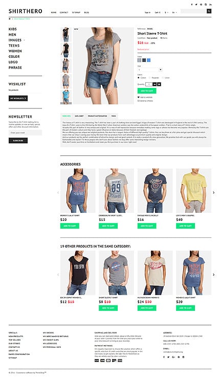 Prestashop Products Page Screenshot