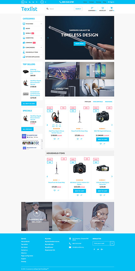 PrestaShop Main Page Screenshot