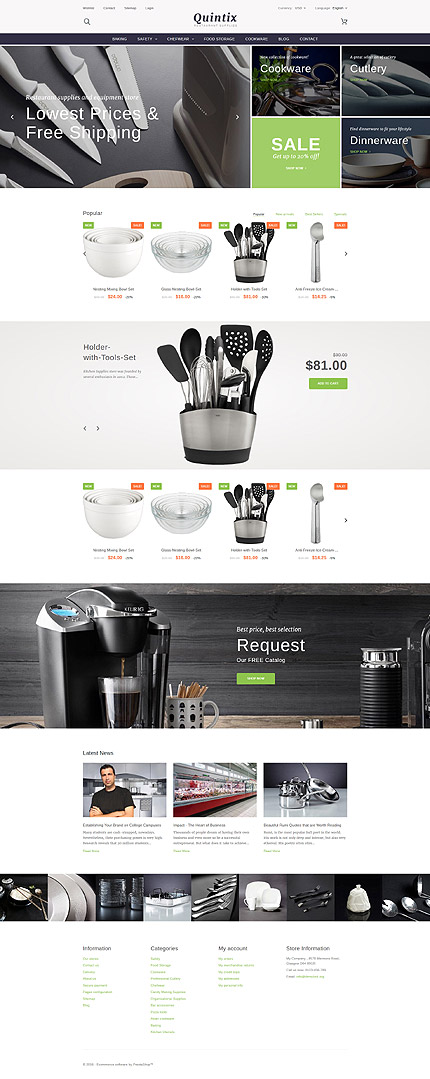 PrestaShop Main Page Screenshot