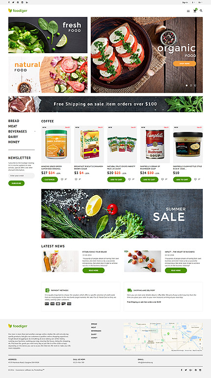 PrestaShop Main Page Screenshot