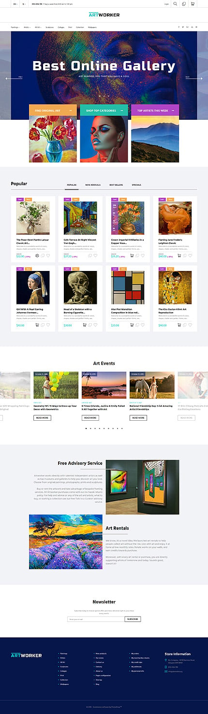 PrestaShop Main Page Screenshot