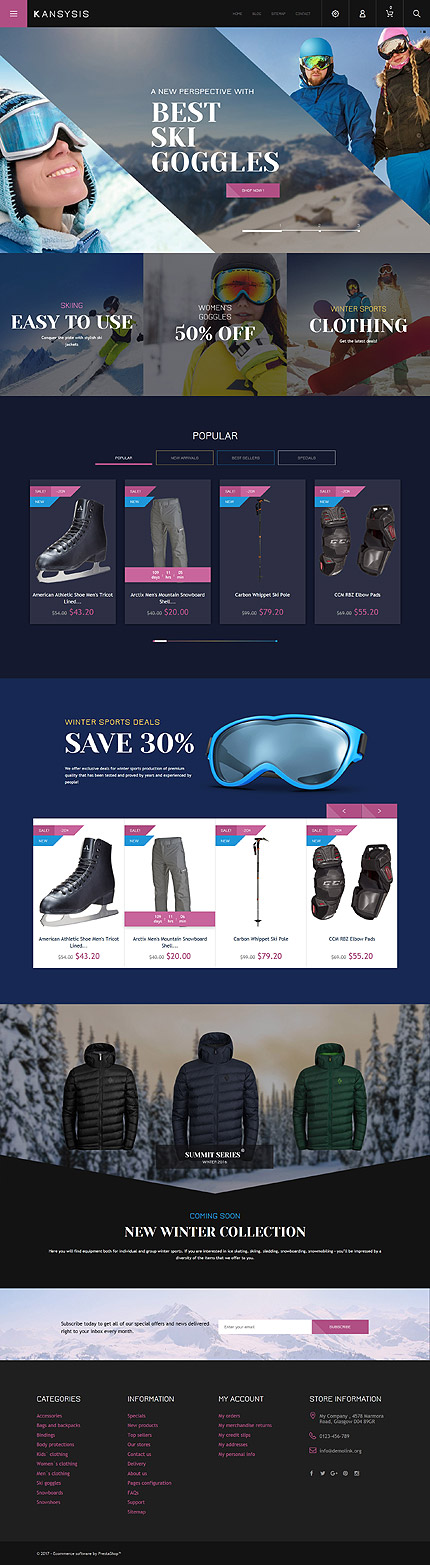 PrestaShop Main Page Screenshot