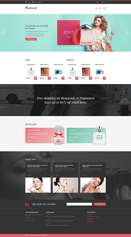 PrestaShop Main Page Screenshot