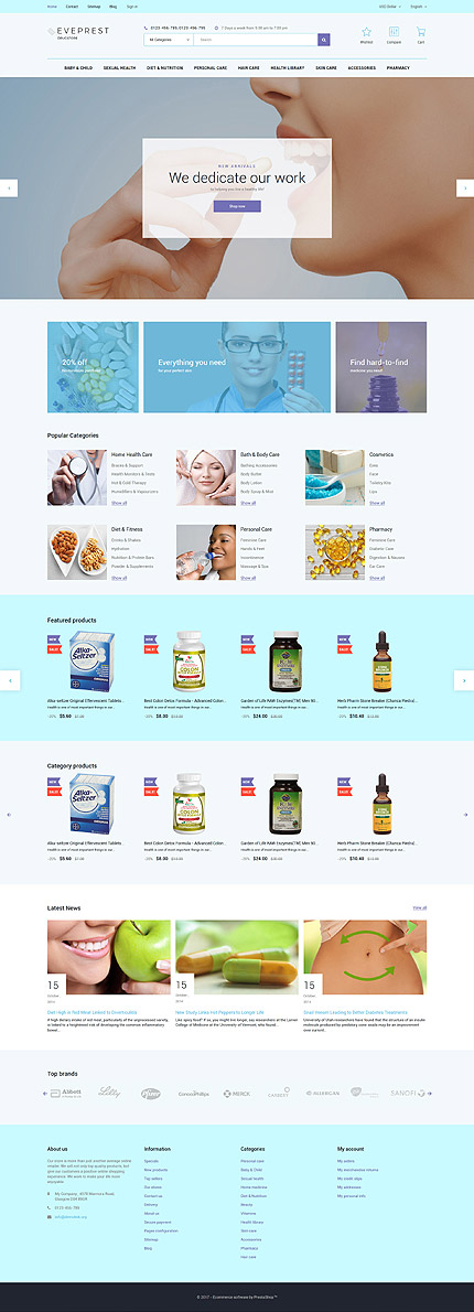 PrestaShop Main Page Screenshot