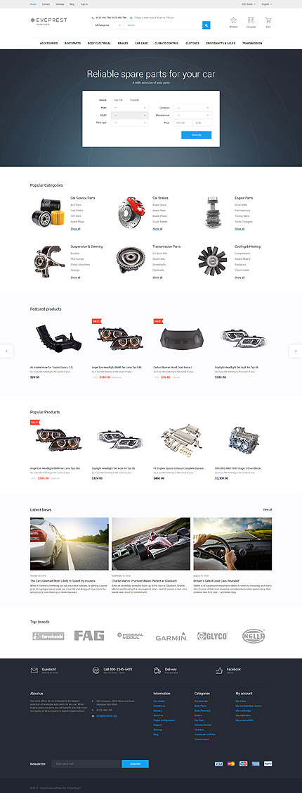 PrestaShop Main Page Screenshot