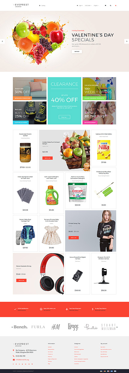 PrestaShop Main Page Screenshot