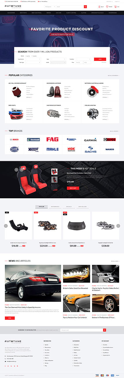 PrestaShop Main Page Screenshot