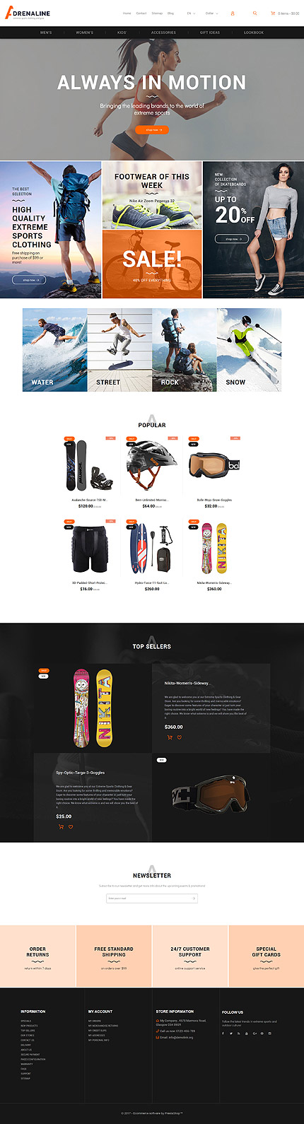 PrestaShop Main Page Screenshot