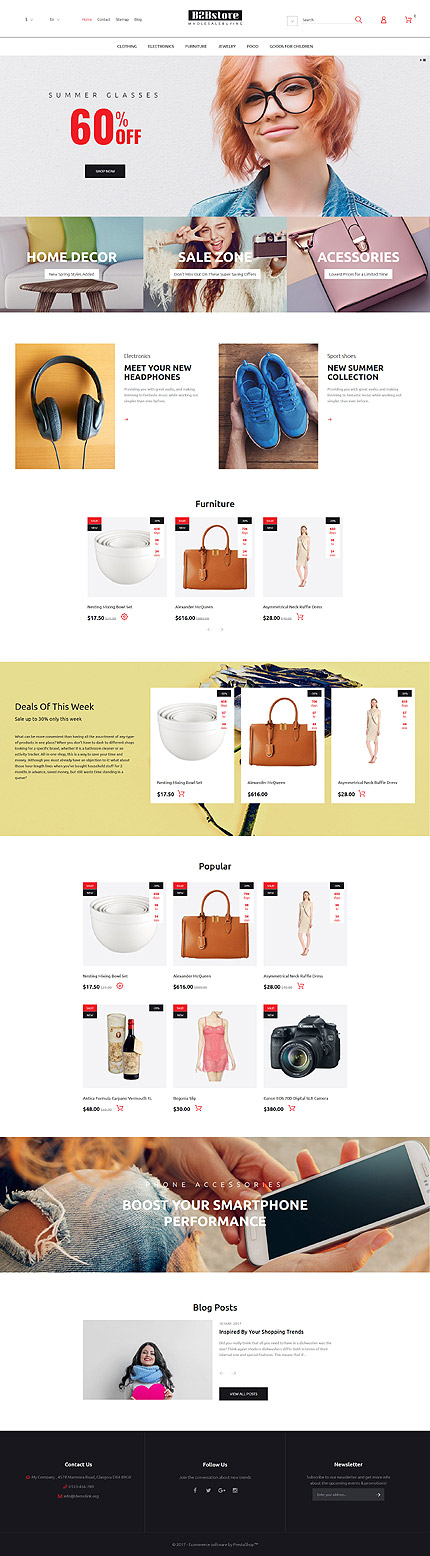 TM 64019: Скриншот главной страницы PrestaShop